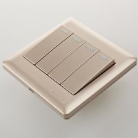 欧普照明 四开单控开关插座面板 86型金色4开单联墙壁开关