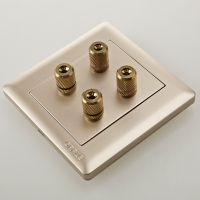 欧普照明 二2位音响插座面板 86型金色卡拉OK音响音箱插口插孔