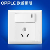 欧普照明 一开双控开关插座面板 86型白色双控双极开关面板