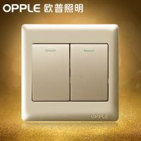 欧普照明 二开两开单控开关插座面板 86型金色双开控制墙壁开关