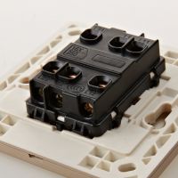 欧普照明 二开两开双控开关插座面板 86型金色2开双联床头开关