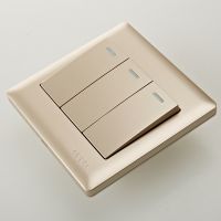 欧普照明 三开单控开关插座面板 86型金色3开单联墙壁开关