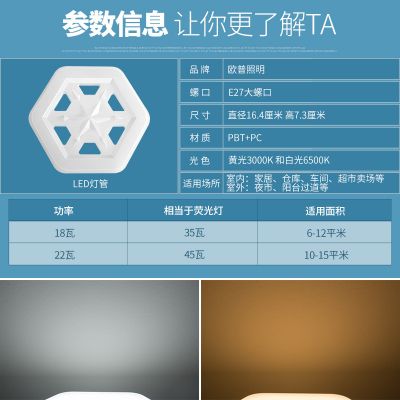 欧普照明 led灯泡e27 暖白节能球泡小螺口螺旋超亮光源吸顶单灯