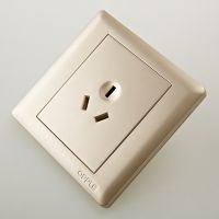 欧普照明 10A安三孔86型电工开关插座面板 金色电源插座三插