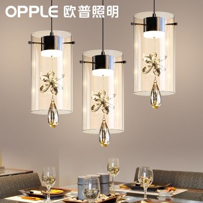欧普照明 装饰餐厅吊灯 精美玻璃灯壁 三头餐吊灯 晨曦