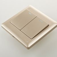 欧普照明 二开两开单控开关插座面板 86型金色双开控制墙壁开关