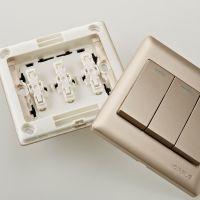 欧普照明 三开双控开关插座面板 86型金色3开双联墙壁床头开关