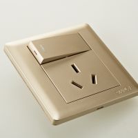 欧普照明 16A安三孔带开关插座面板86型金色热水器空调大功率插座